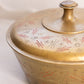 Medium Circular Brass Lidded Dish with Fancy Red Designs