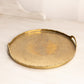 Medium Circular Brass Tray with Etched Floral Designs