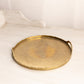 Medium Circular Brass Tray with Etched Floral Designs