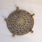 Medium Circular Brass Trivet with Ornate Designs and 5 Feet