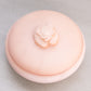 Medium Circular Pink Alabaster Lidded Dish with Flower on Top