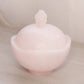 Medium Circular Pink Stone Lidded Dish with Shell Finial