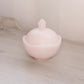 Medium Circular Pink Stone Lidded Dish with Shell Finial