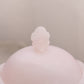 Medium Circular Pink Stone Lidded Dish with Shell Finial