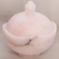 Medium Circular Pink Stone Lidded Dish with Shell Finial