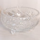 Medium Clear Crystal Glass 3-Toed Bowl with Etched Floral Details