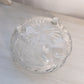 Medium Clear Crystal Glass 3-Toed Bowl with Etched Floral Details