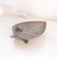 Medium Dark Gold Tone Brass Frog on Lily Pad Dish with 3 Branch Legs