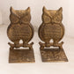 Medium Dark Gold Tone Brass Owl Bookends with Ornate Bottom