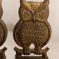 Medium Dark Gold Tone Brass Owl Bookends with Ornate Bottom