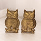 Medium Dark Gold Tone Brass Owl Bookends with Ornate Bottom