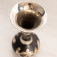 Medium Floral Black and Silver Tone Metal Vase with Gold Details