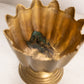 Medium Footed Brass Vase with Pointy Scalloped Rim