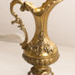 Medium Gold Tone Metal Pitcher with Floral Designs (Made in Italy)