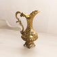 Medium Gold Tone Metal Pitcher with Floral Designs (Made in Italy)