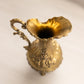Medium Gold Tone Metal Pitcher with Floral Designs (Made in Italy)