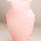 Medium Light Pink Cased Glass Hobnail Vase with Ruffle Edge