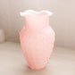 Medium Light Pink Cased Glass Hobnail Vase with Ruffle Edge