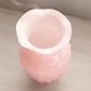 Medium Light Pink Cased Glass Hobnail Vase with Ruffle Edge