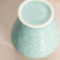Medium Light Teal Blue Ceramic Vase with Bird and Floral Designs
