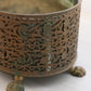 Medium Oval Brass & Copper Tone Planter with Floral Details and 4 Feet