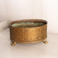 Medium Oval Brass & Copper Tone Planter with Floral Details and 4 Feet