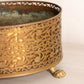 Medium Oval Brass & Copper Tone Planter with Floral Details and 4 Feet