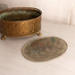 Medium Oval Brass & Copper Tone Planter with Floral Details and 4 Feet