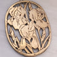 Medium Oval Brass Iris Floral Trivet