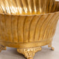 Medium Oval Brass Scalloped Planter with 4 Fancy Feet