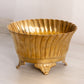 Medium Oval Brass Scalloped Planter with 4 Fancy Feet