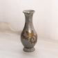 Medium Pewter Vase with Gold Tone Bird and Floral Designs