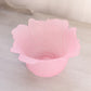 Medium Pink Satin Glass Leaf Bowl