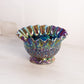 Medium Purple Carnival Glass Daisy & Button Bowl with Crimped Edge