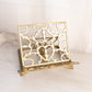 Medium Rectangular Brass Adjustable Book Stand with Ornate Designs