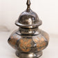 Medium Silver, Copper, and Brass Tone Metal Floral Lidded Jar