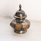 Medium Silver, Copper, and Brass Tone Metal Floral Lidded Jar