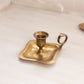 Medium Square Brass Chamberstick Candleholder