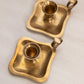 Medium Square Brass Chamberstick Candleholder