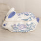 Medium White Ceramic Bunny Rabbit Lidded Dish with Floral Designs