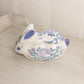 Medium White Ceramic Bunny Rabbit Lidded Dish with Floral Designs