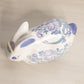 Medium White Ceramic Bunny Rabbit Lidded Dish with Floral Designs