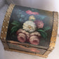 Medium Wooden Chest with Hand Painted Floral Designs and Gold Accents