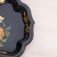 Small Black Metal Dish with Hand Painted Floral Designs