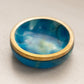 Small Blue Alabaster Stone Ashtray Trinket Dish with Gold Tone Rim