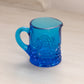 Extra Small Blue Glass Creamer with Hexagonal Designs