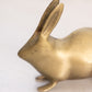 Small Brass Bunny Rabbit Figurine with Ears Up