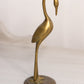 Small Brass Crane with Head Down Figurine