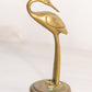 Small Brass Crane with Head Looking Back Figurine