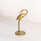 Small Brass Crane with Head Looking Back Figurine